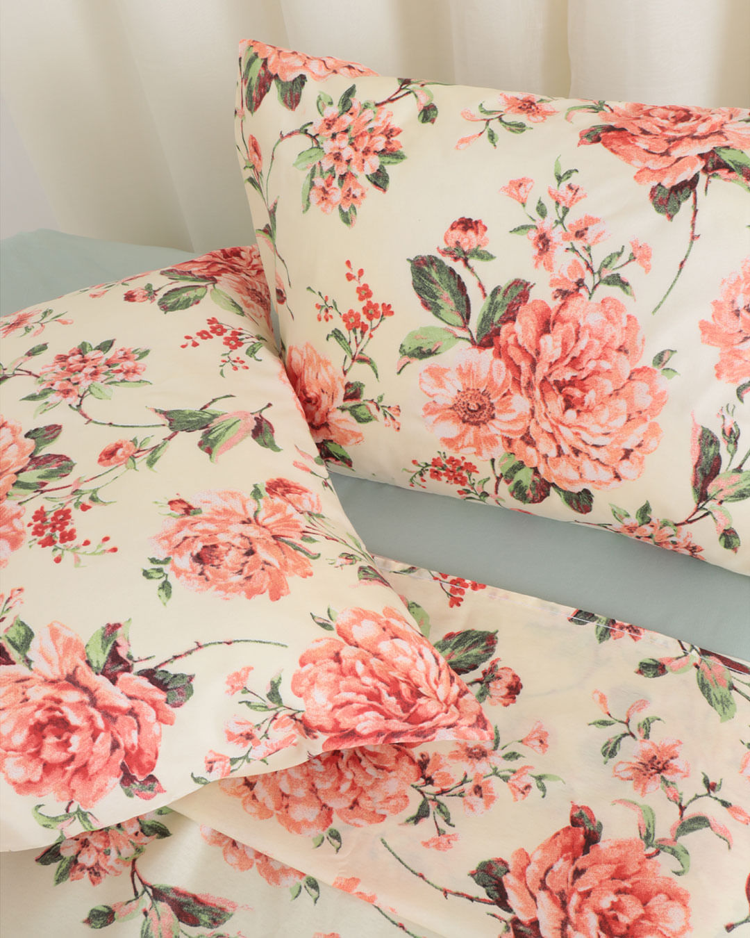 Jogo-De-Cama-Queen-Micro----4-Pecas---Amarelo-Floral