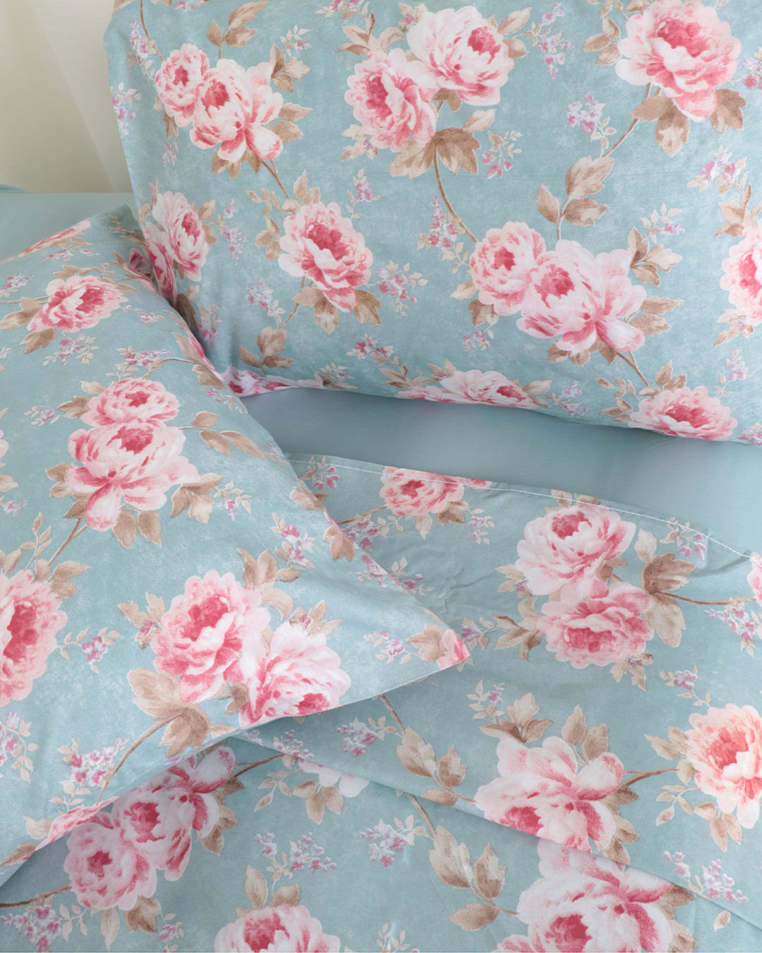 Jogo-De-Cama-Queen-Micro----4-Pecas---Azul-Floral