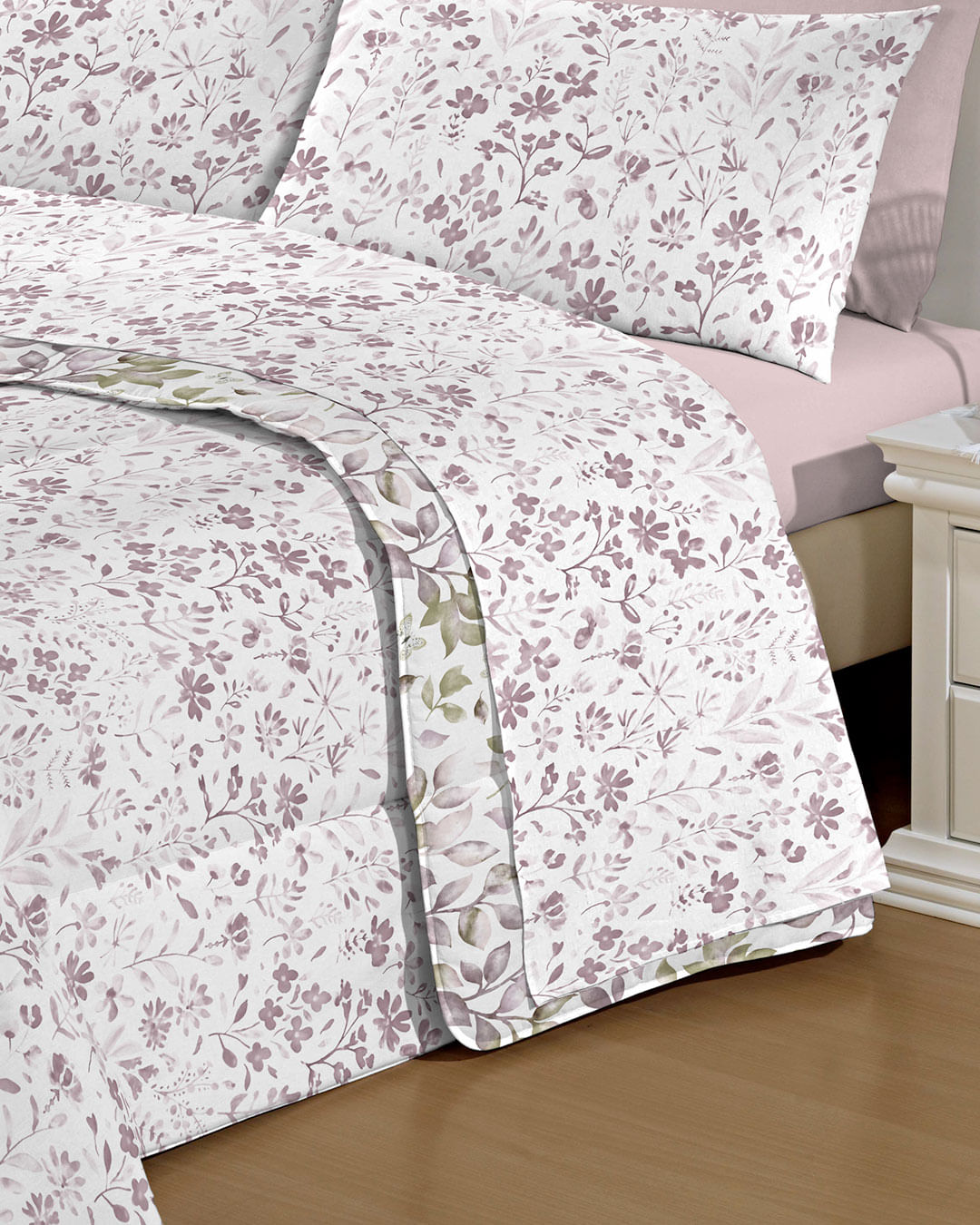 Jogo-De-Cama-Queen-Micro----4-Pecas---Rosa-Floral