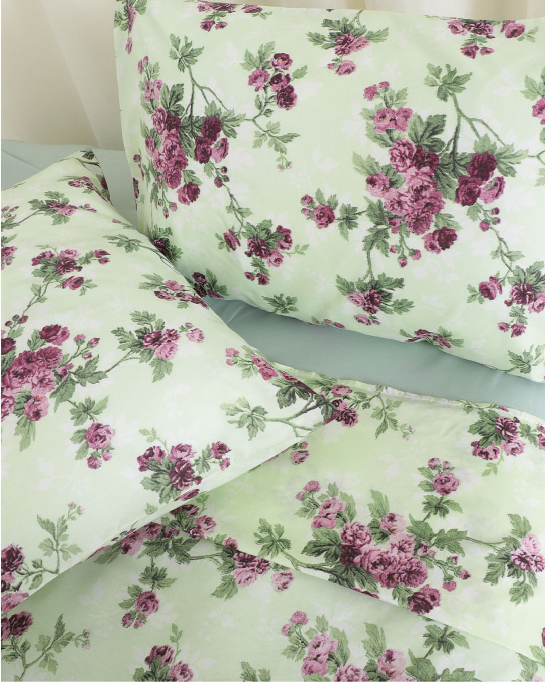 Jogo-De-Cama-Queen-Micro----4-Pecas---Verde-Floral