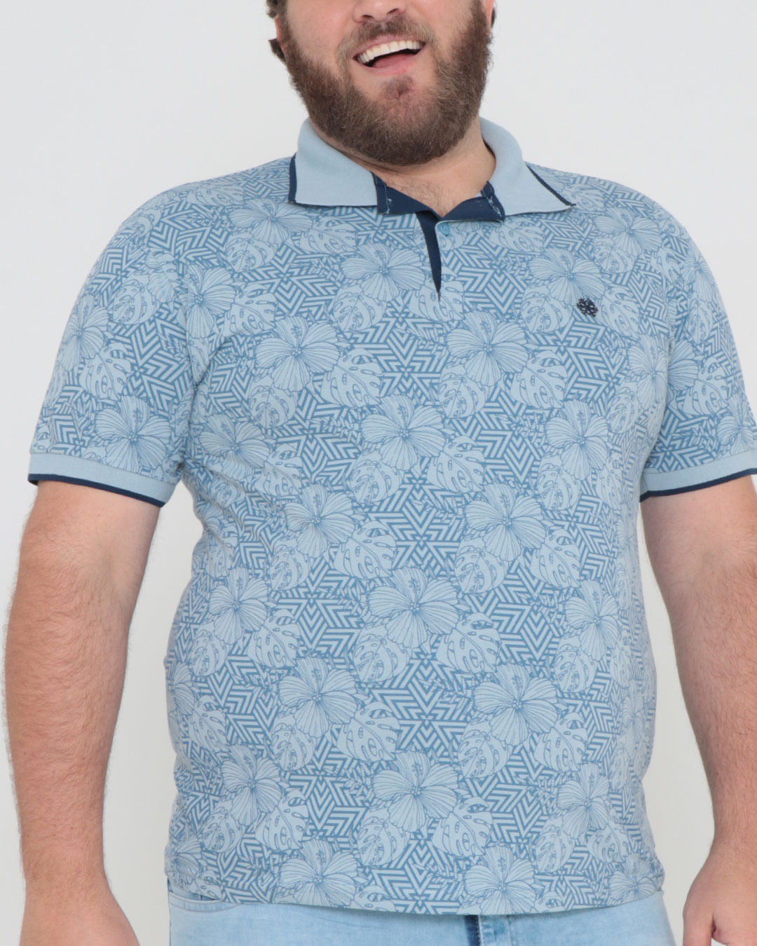 Polo-Ib-8317-Floral-Com-Bordado-Plus---Azul-Claro