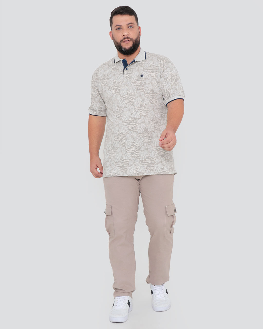 Polo-Ib-8317-Floral-Com-Bordado-Plus---Bege-Claro