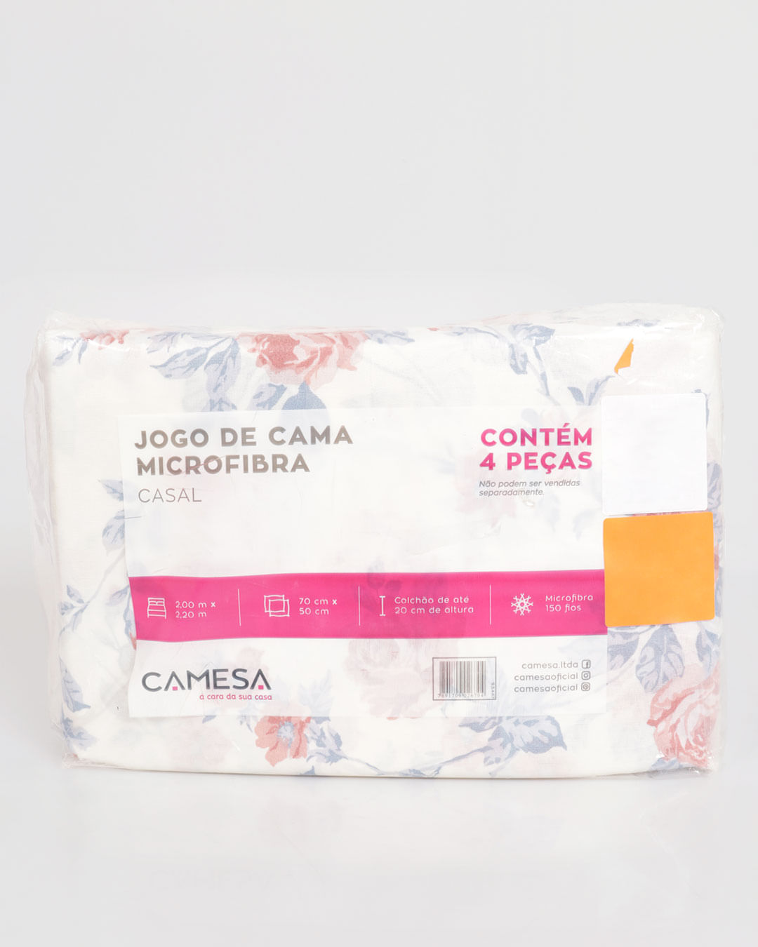 Jogo-De-Cama-Casal-Micro----4-Pecas---Bege-Floral