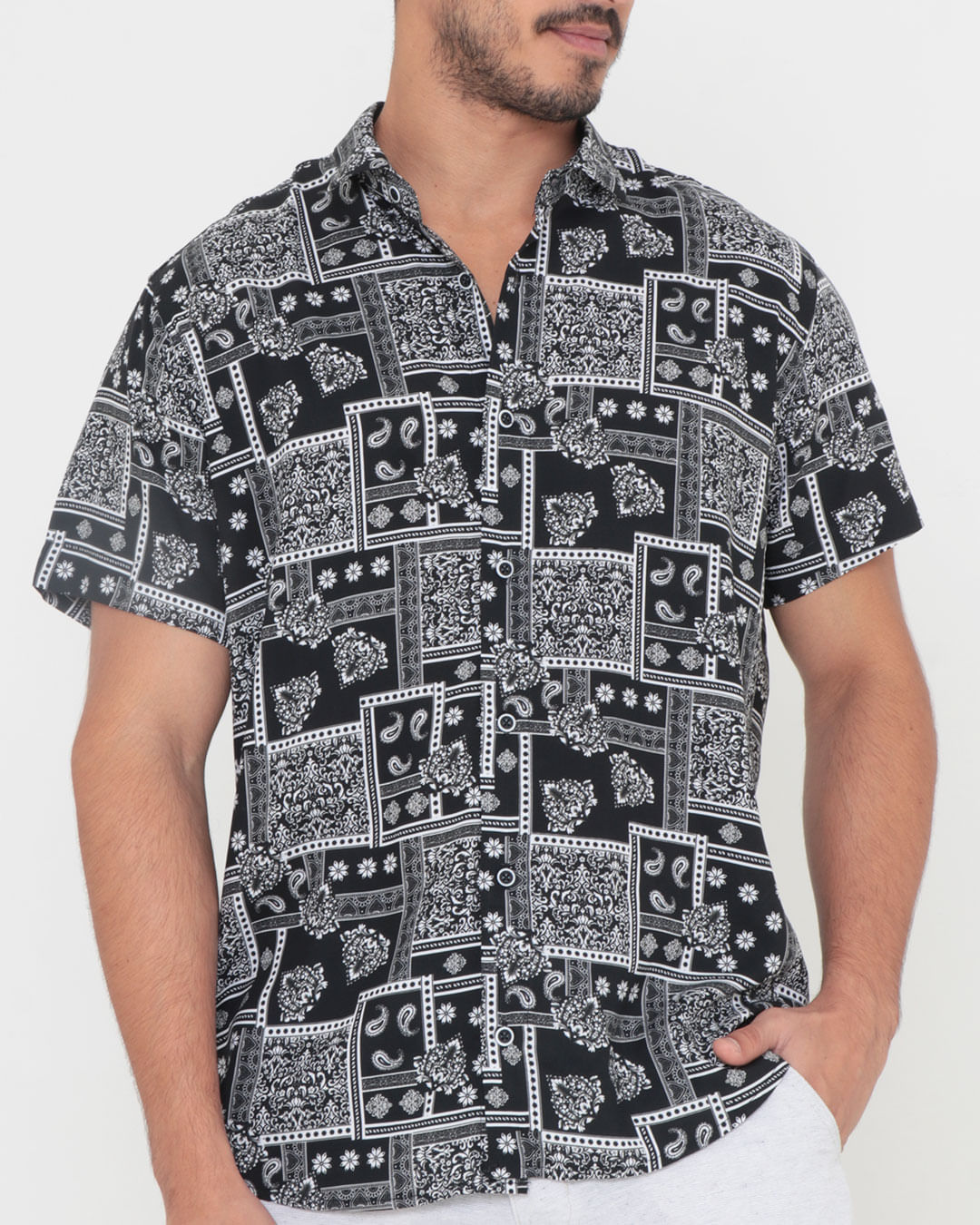 Camisa--502905-Bandana-Fashion---Preto-Floral