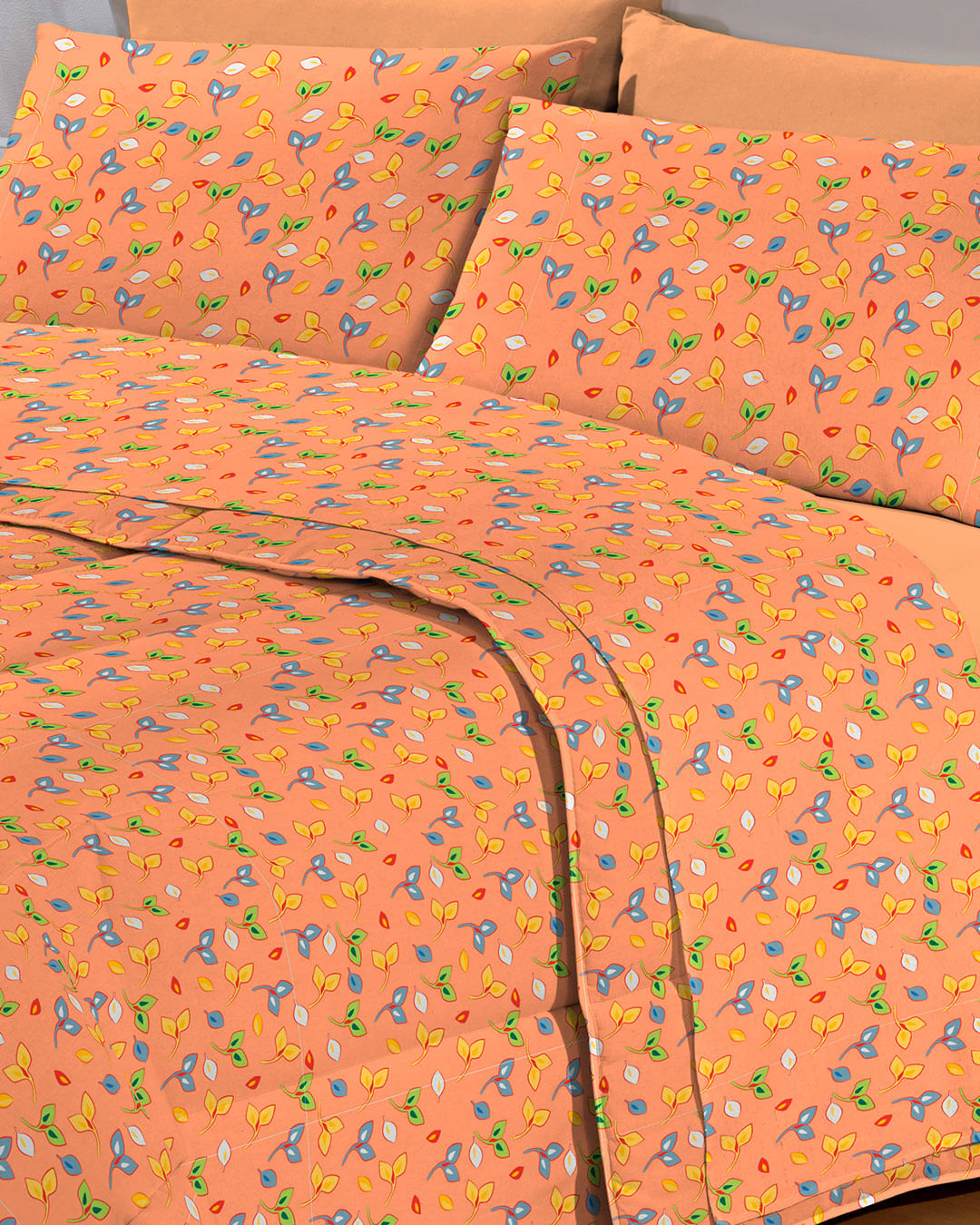 Jogo-De-Cama-Casal-Micro----4-Pecas---Laranja-Claro