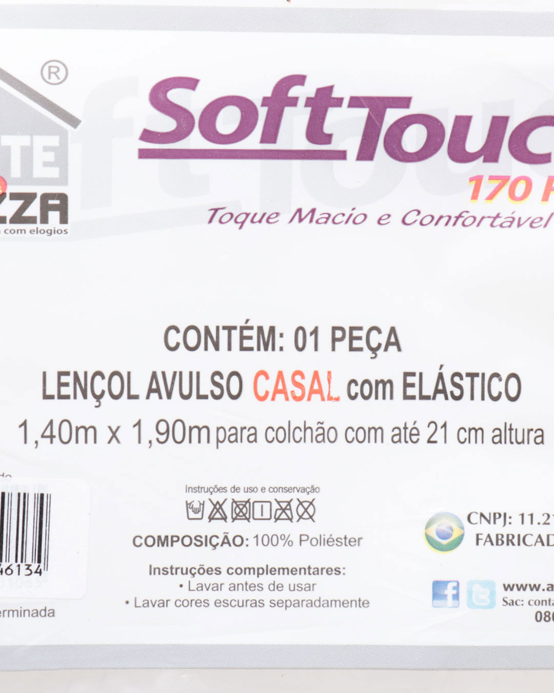 Lencol-Avulso-Casal-C-Elast-Imp---Cinza-Xadrez