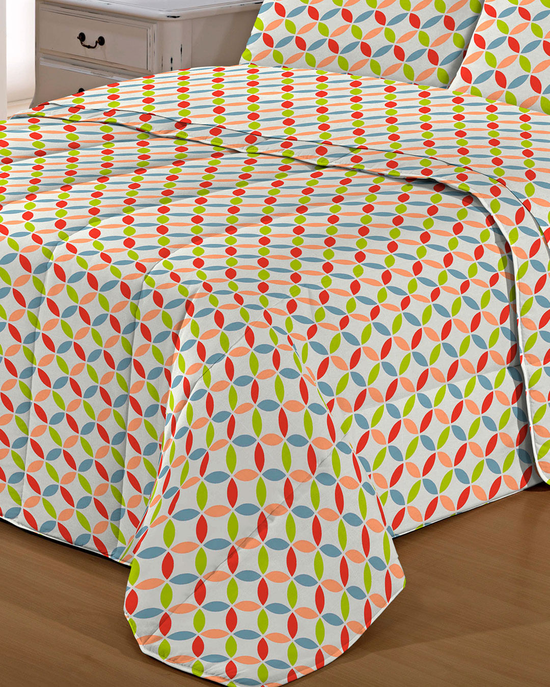 Jogo-De-Cama-Casal-Micro----4-Pecas---Laranja-Geometrico