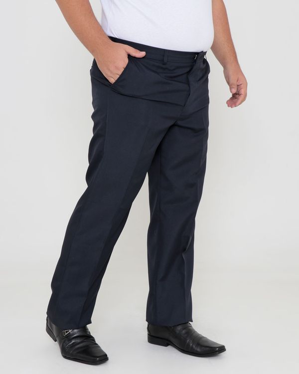 Calça Social Masculina Plus Size Oxford Reta Azul Marinho 52