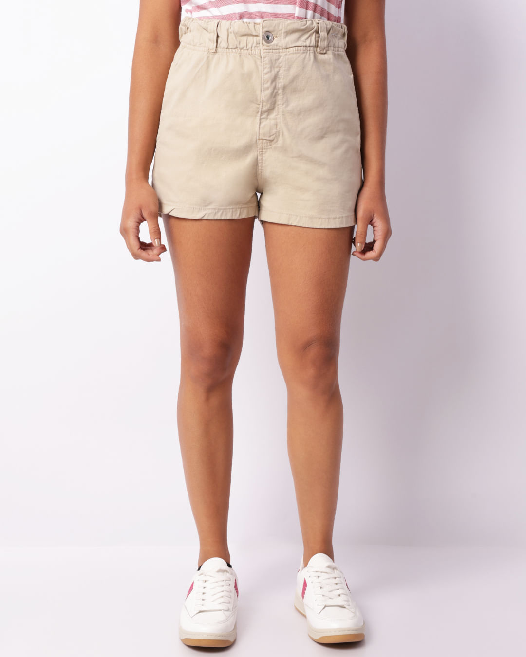 Short-J14-Srj-Com-Elastico-Cintura-Bege---Bege