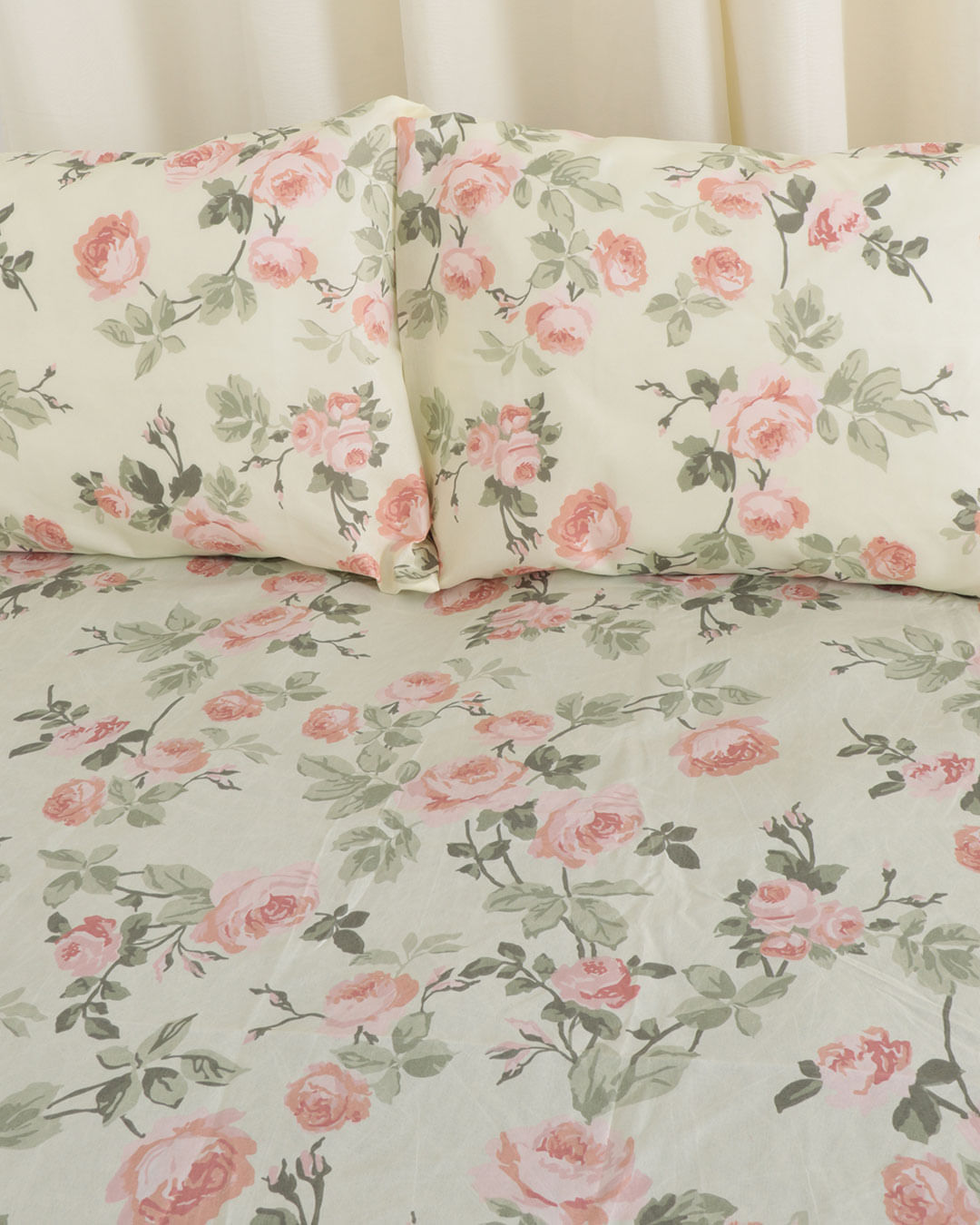 Jogo-De-Cama-Casal-Simples-Celastico-3p---Amarelo-Floral