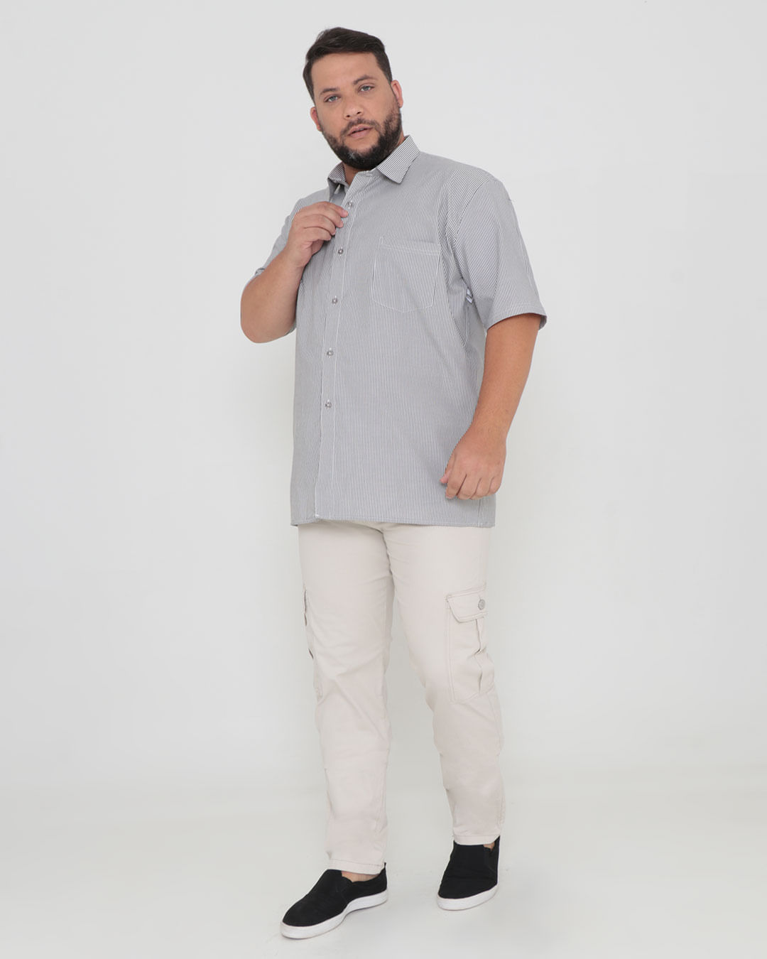 Camisa-Social-4450144-List-Plus-68-Mc---Cinza-Listrado