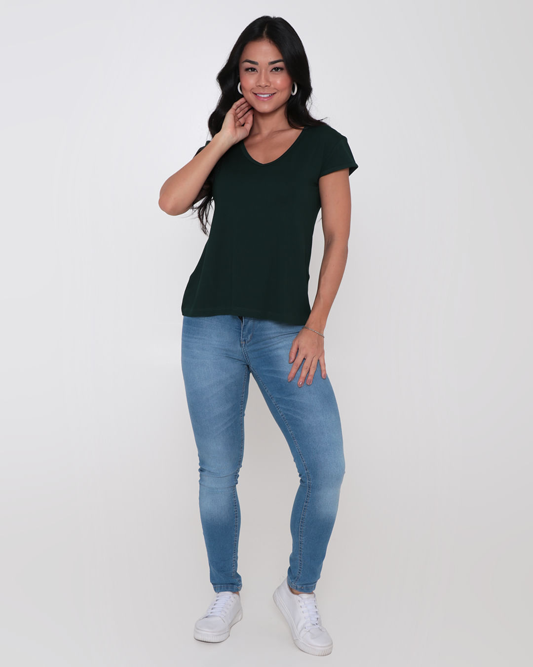 Blusa-707-Gola-V-Manga-Copinho---Verde-Escuro