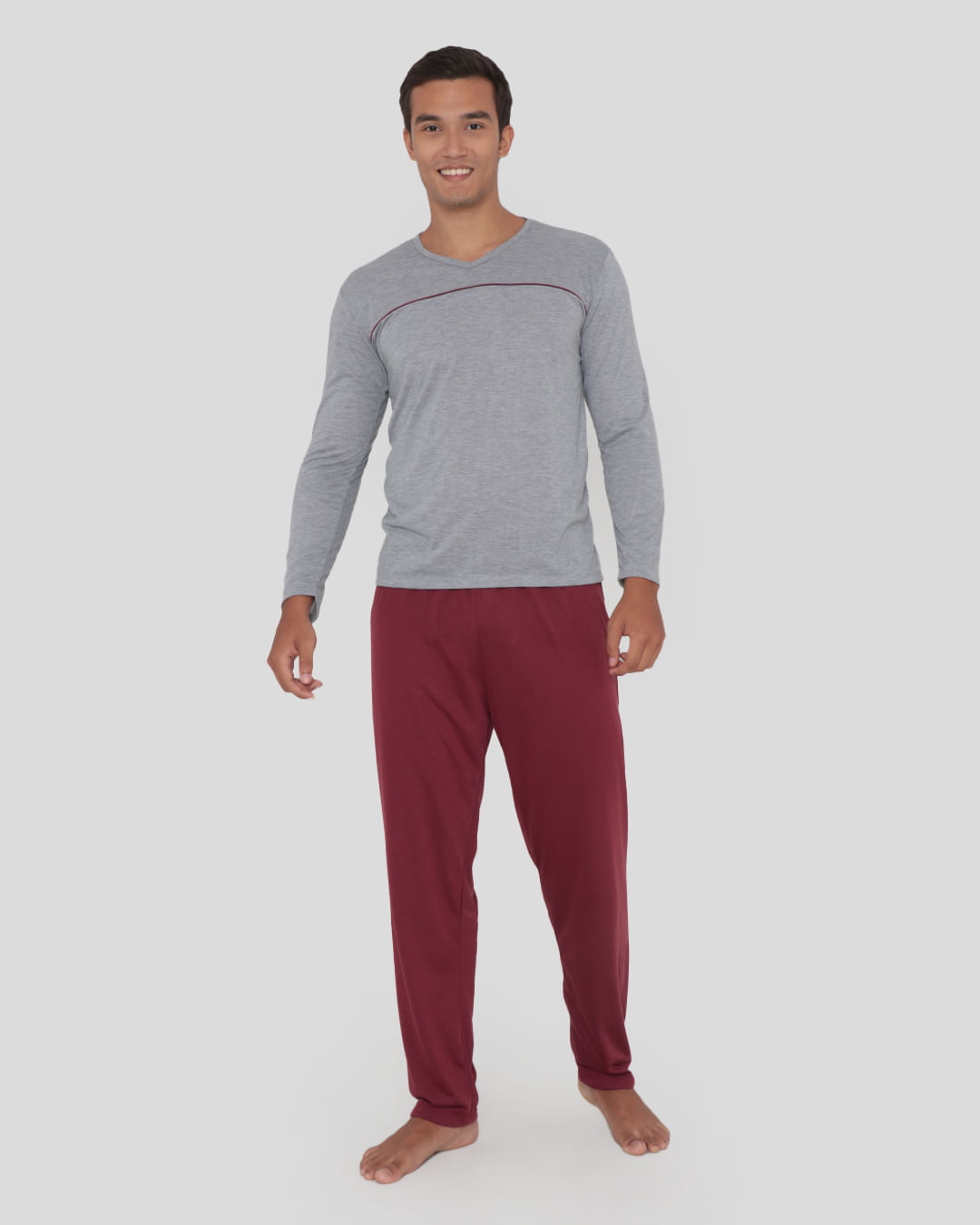 Pijama-Gola-V-Ml-E-Calca-67488---Cinza-Claro