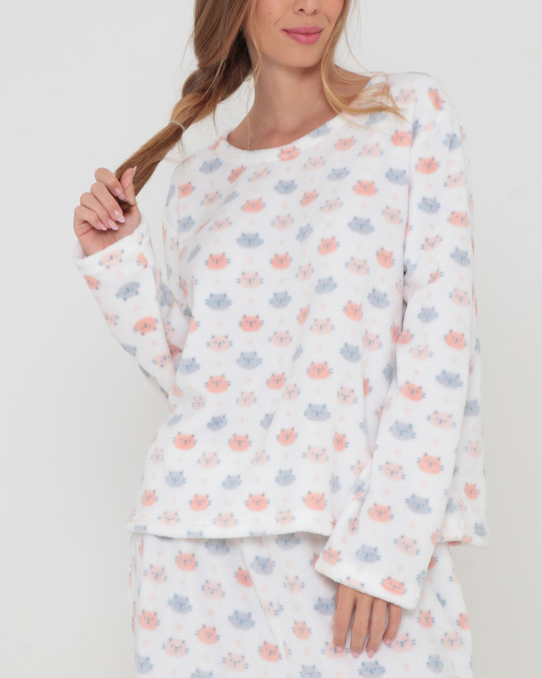 Pijama-Longo-Soft-Off-Gato---Off-White