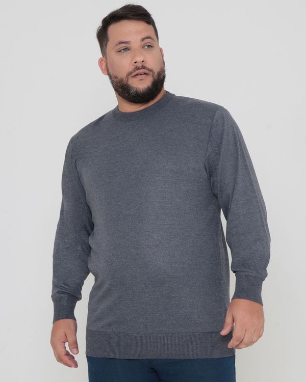 Suéter Plus Size Masculino Tricô Cinza Médio G2