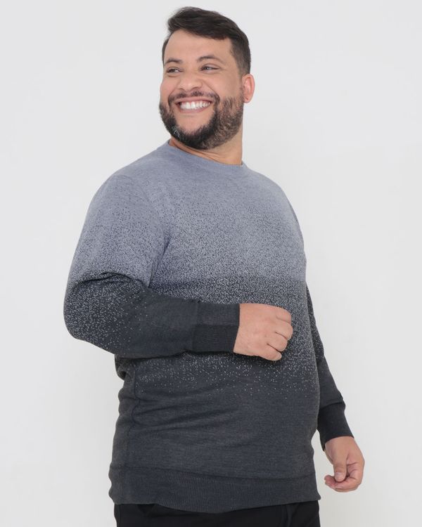 Suéter Plus Size Tricô Degrade Cinza Claro G1