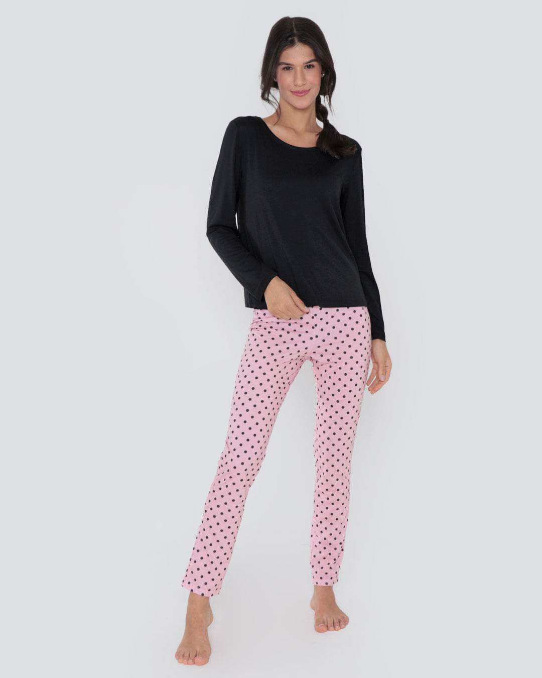 Pijama-Longo-Liso-Visco---Preto