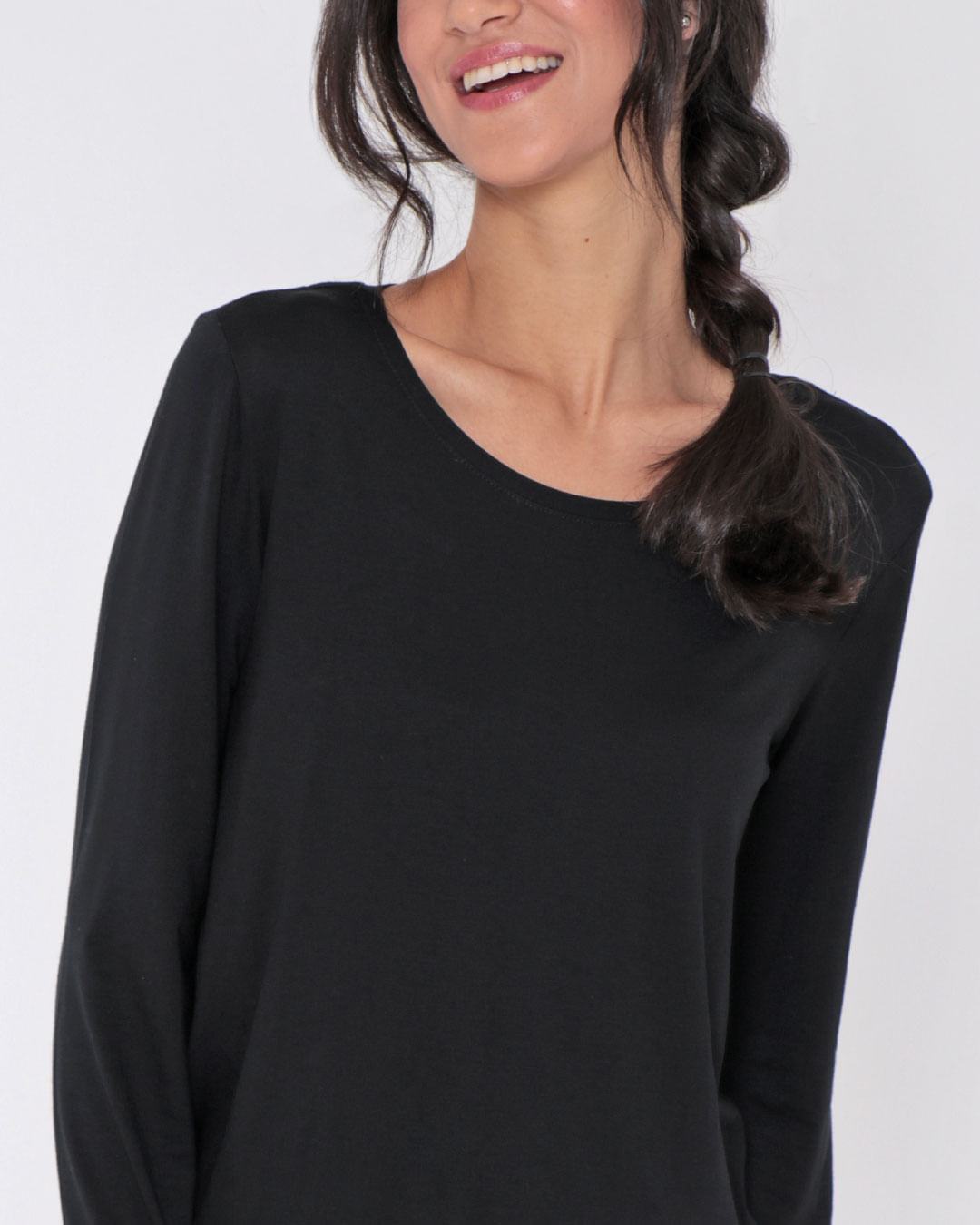 Pijama-Longo-Liso-Visco---Preto