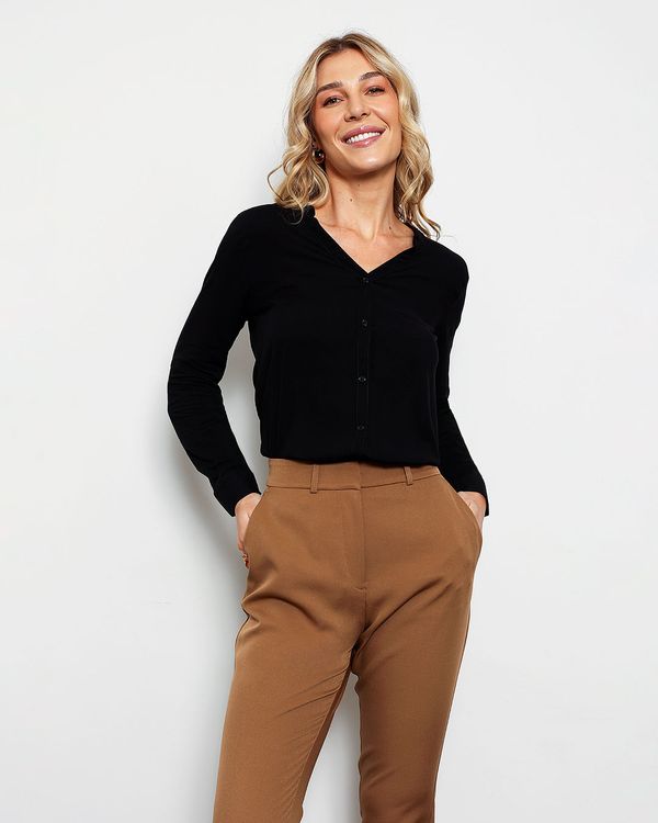 Camisa Feminina Viscose Estampa Floral Preta GG
