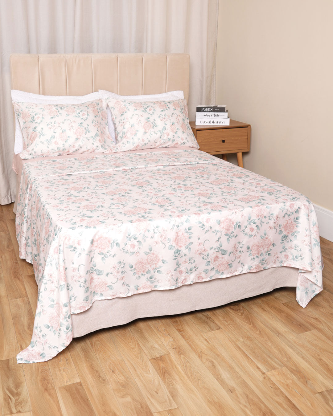 Jogo-De-Cama-Queen-Caprice---4-Pecas---Rosa-Floral