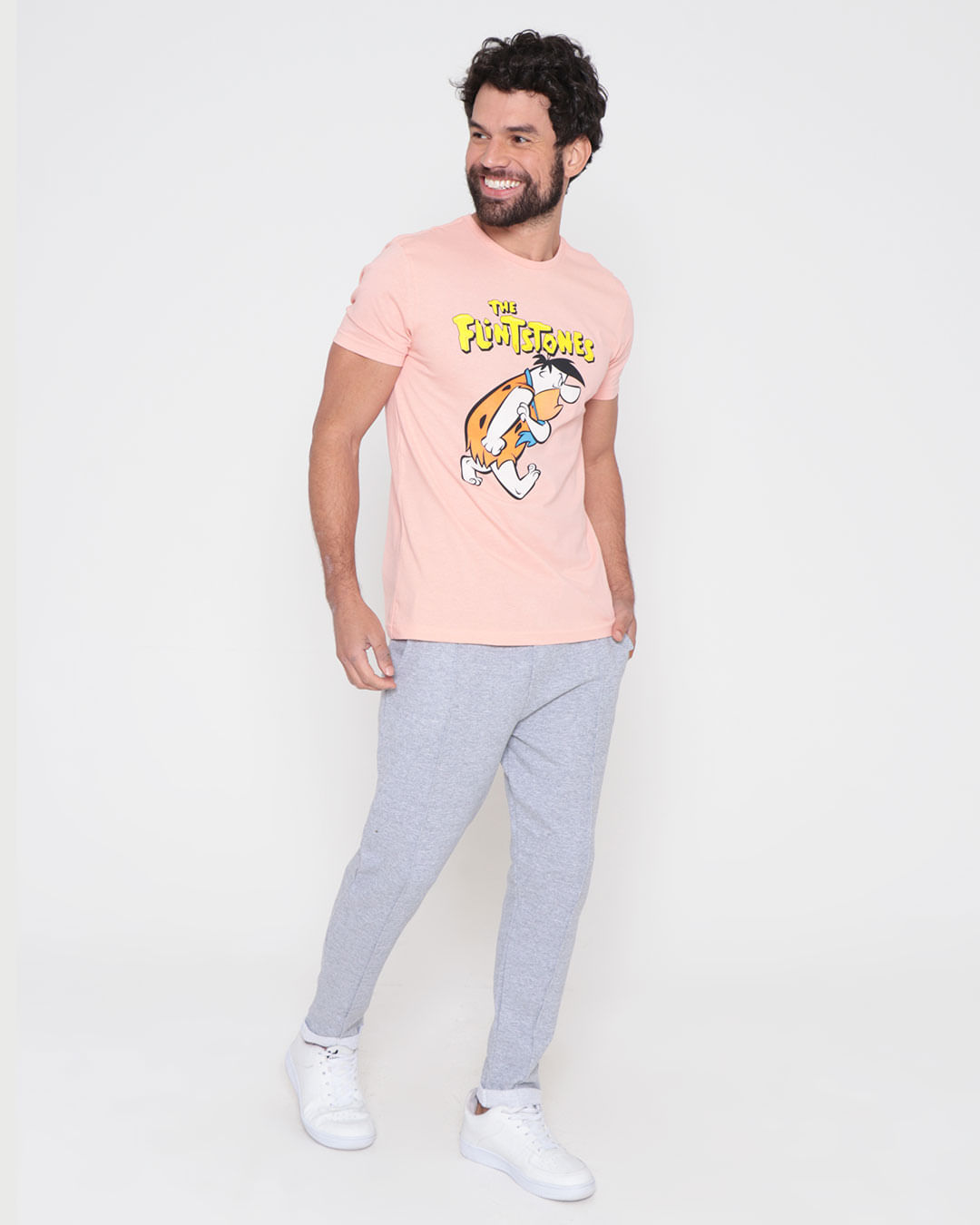 Camiseta-Tj166-Flintstones---Laranja-Claro