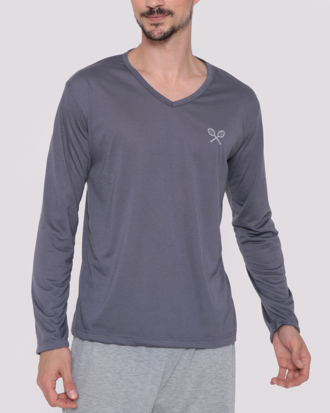 Pijama-Ml-Gola-V-67495---Cinza-Escuro