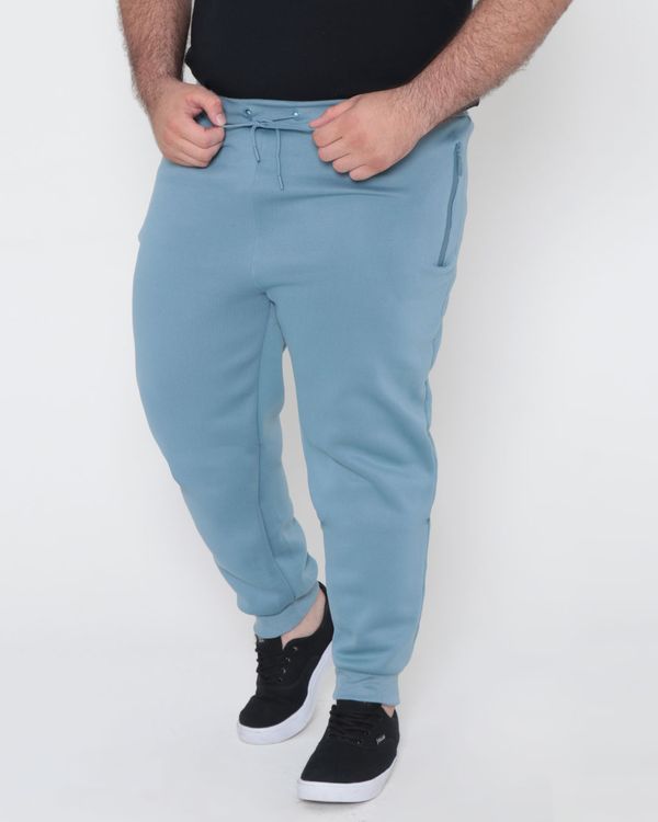 Calça Moletom Plus Size Bolso Zíper Azul Claro G2