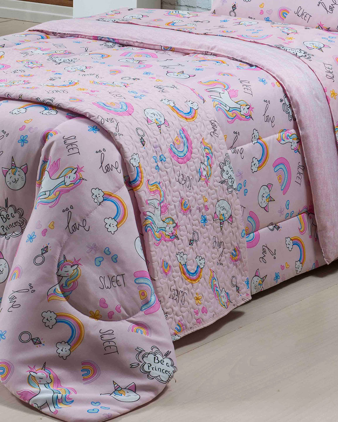 Colcha-Soft-Unicornio-Sweet-Rosa---Rosa-Claro
