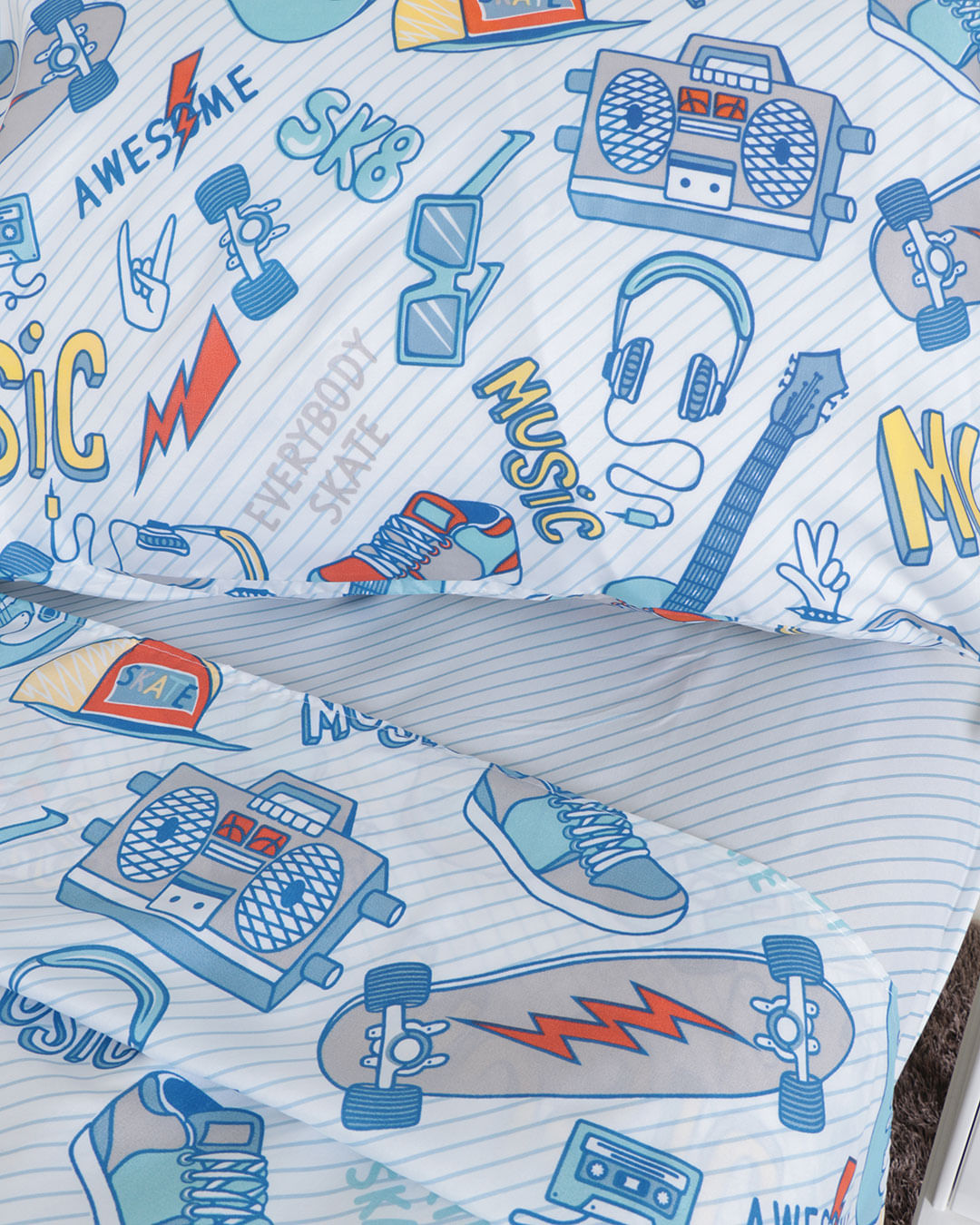 Jg-Cama-Solt-Skate-Music-Azul-3-Pcs---Azul-Listrado
