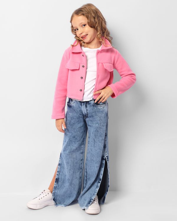 Calça Jeans Infantil Wide Leg Fenda Azul 4