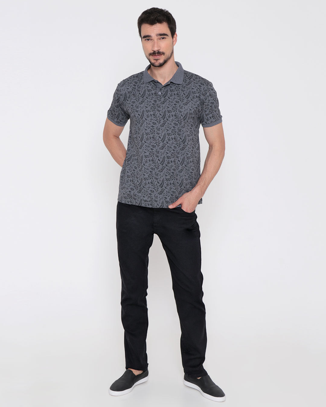 Polo-Ib10477-Floral-Chumbo-Pgg---Cinza-Escuro