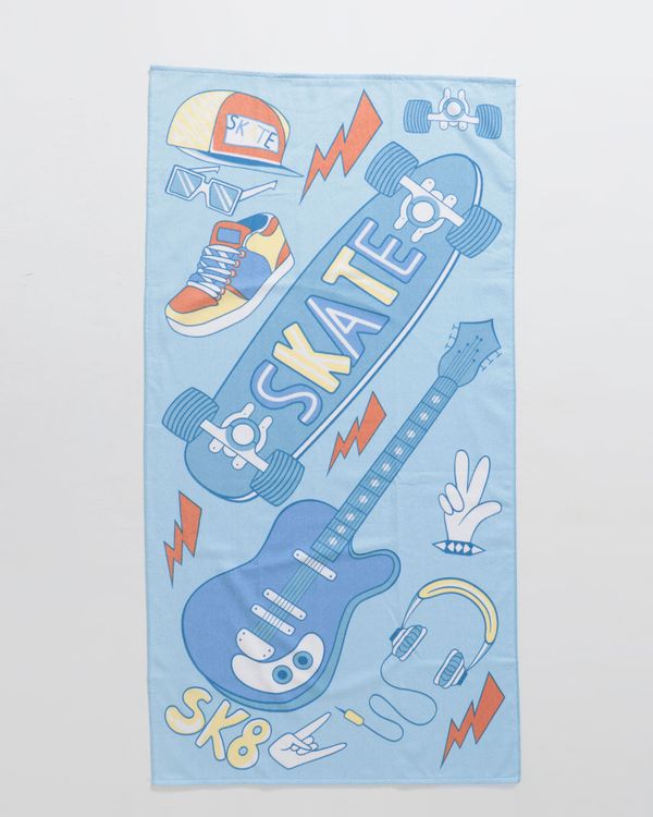 Toalha de Banho Infantil Teka 70cm x 140cm Skate Azul Claro UN
