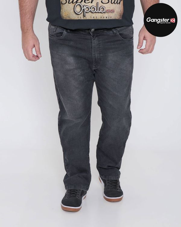 Calça Jeans Masculina Plus Size Reta Gangster Preta 54