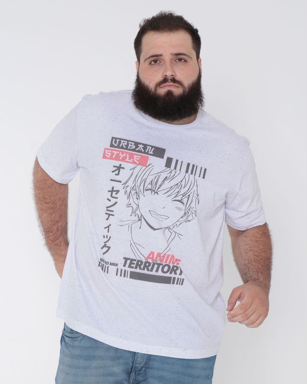 Camiseta Masculina Plus Size Anime Botonê Branca G3