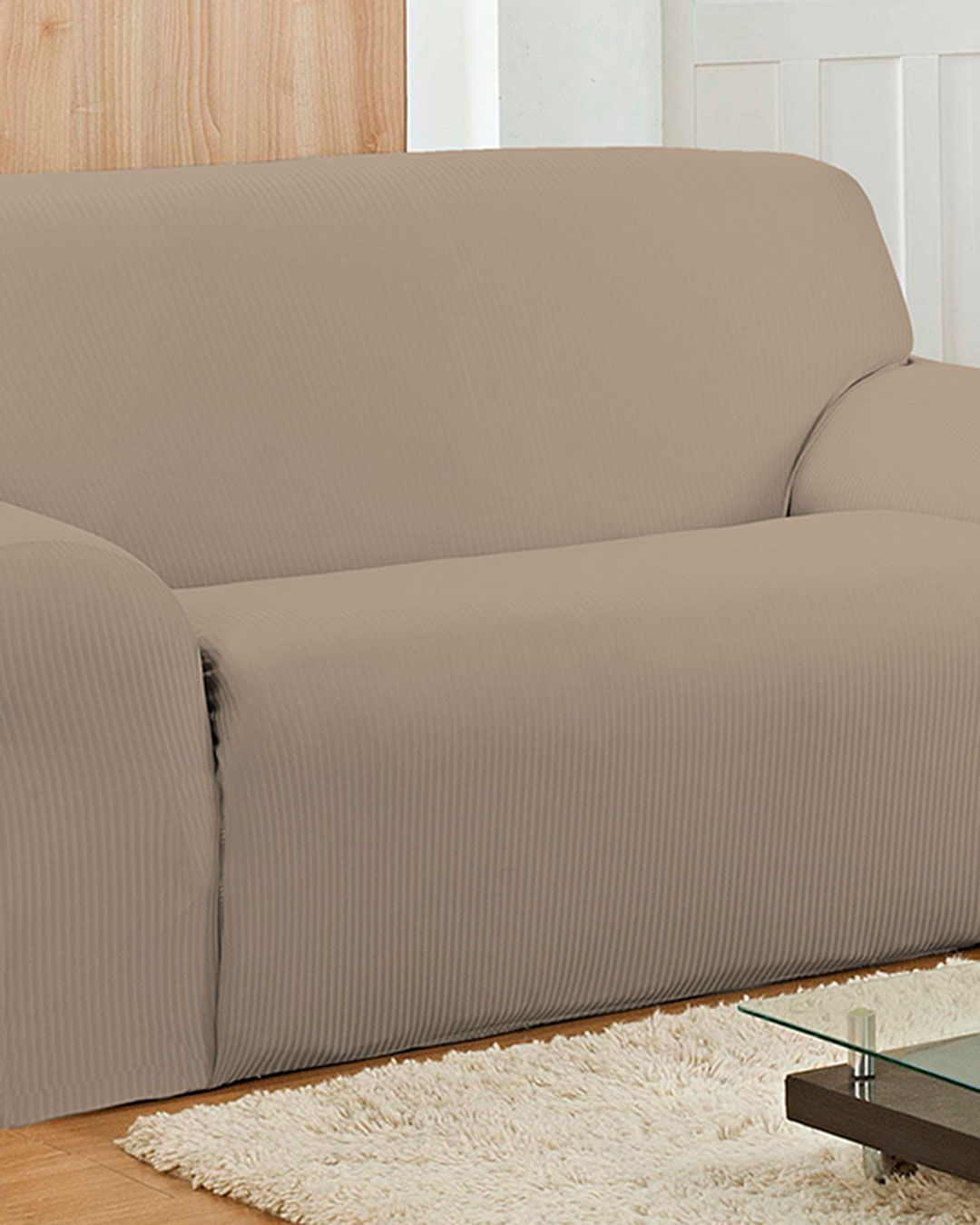 Capa-Para-Sofa-Canelada-2-Lugares-Sortid---Bege-Claro