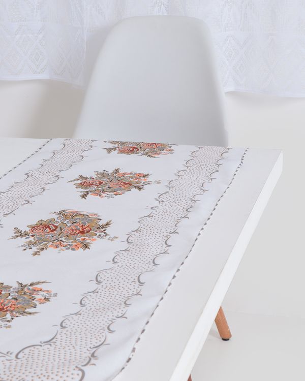 Caminho de Mesa40cm x 140cm Floral Cinza UN