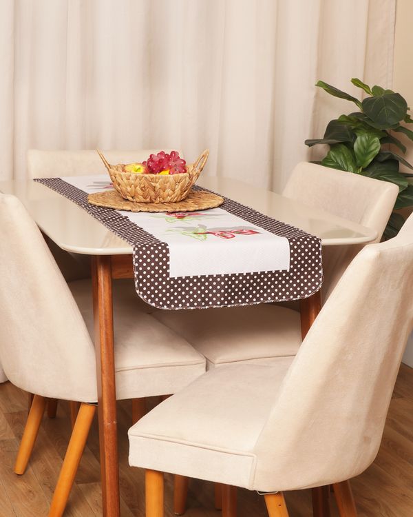 Trilho De Mesa Cozinha 140cm x 40cm Estampada Marrom UN