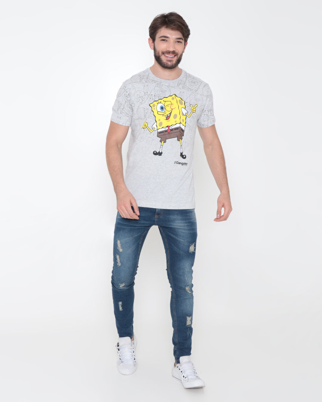 Camiseta-Gangster-Bob-Esponja-10161855---Cinza-Claro