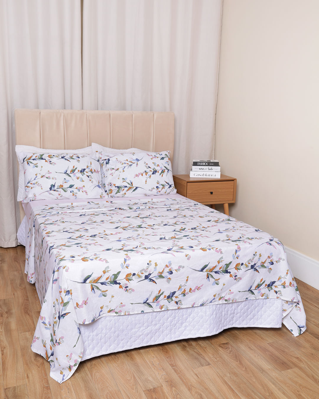 Jg-De-Cama-Attuale-150-Fios-Queen---Bege-Floral