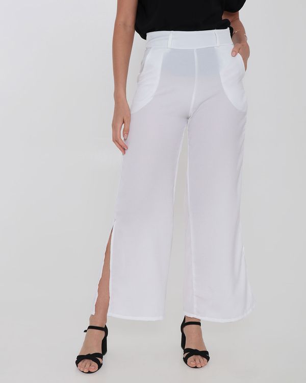 Calça Feminina Pantalona Fenda Off White M