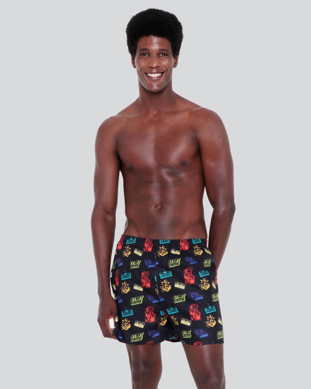 Samba Canção Masculina Estampa Start Game Duomo Preta | Lojas