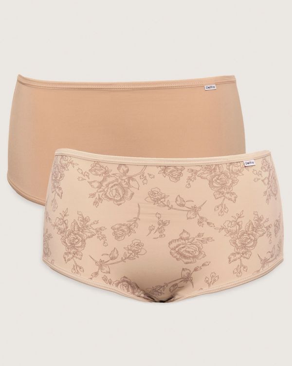 Kit 2 Calcinhas Feminina Alta DelRio Estampada Bege XG