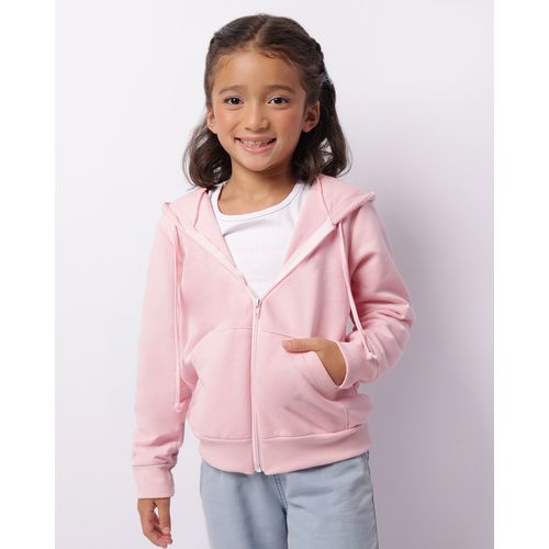 Jaqueta Moletom Infantil Peluciada Capuz Rosa