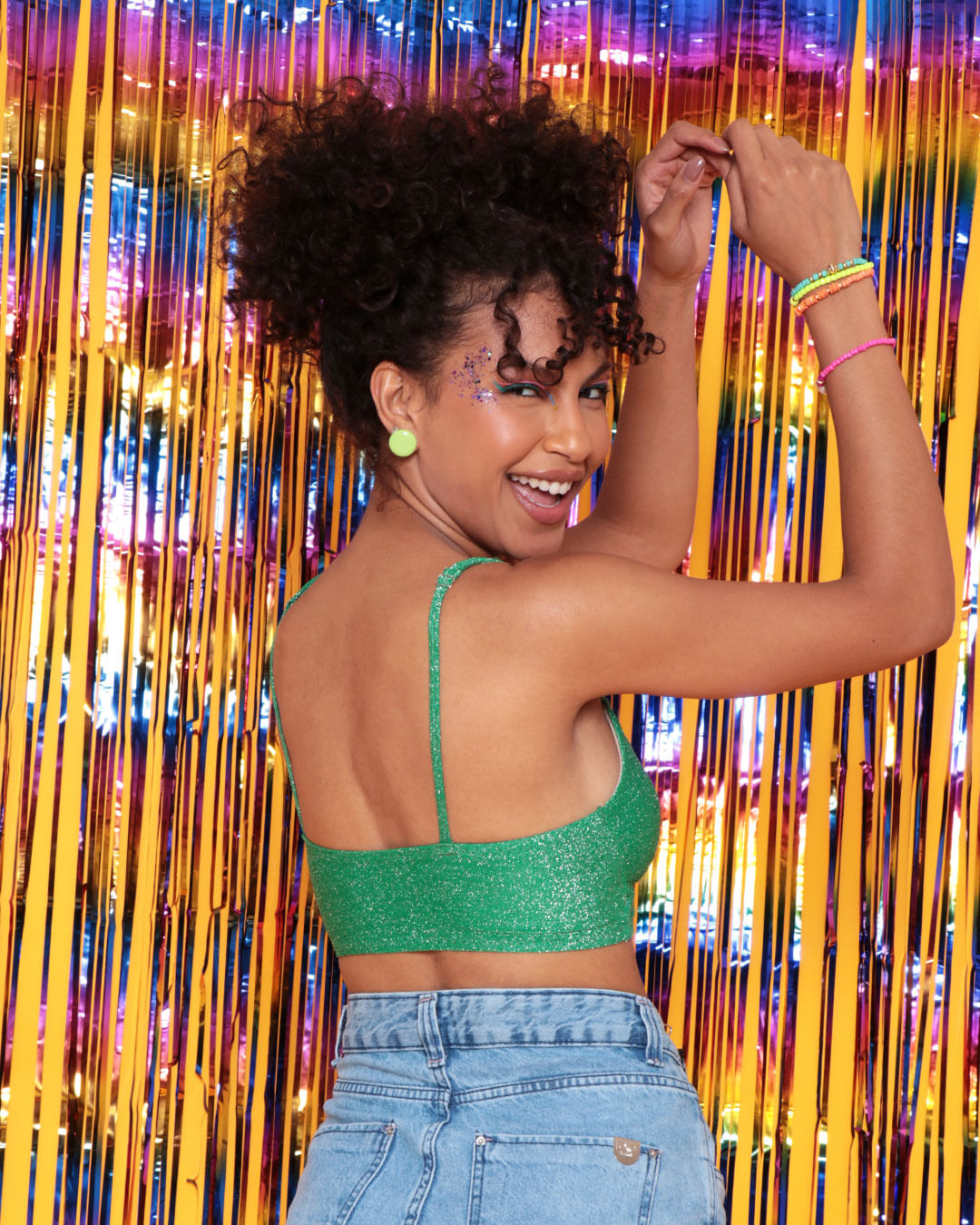 Top Feminino Lurex Sem Bojo Transpassado Verde - Lojas Torra