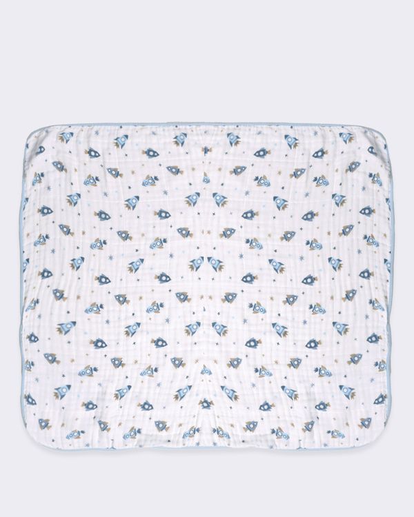 Toalha Bebê Algodão 80cm x 80cm com Capuz Estampado Azul UN