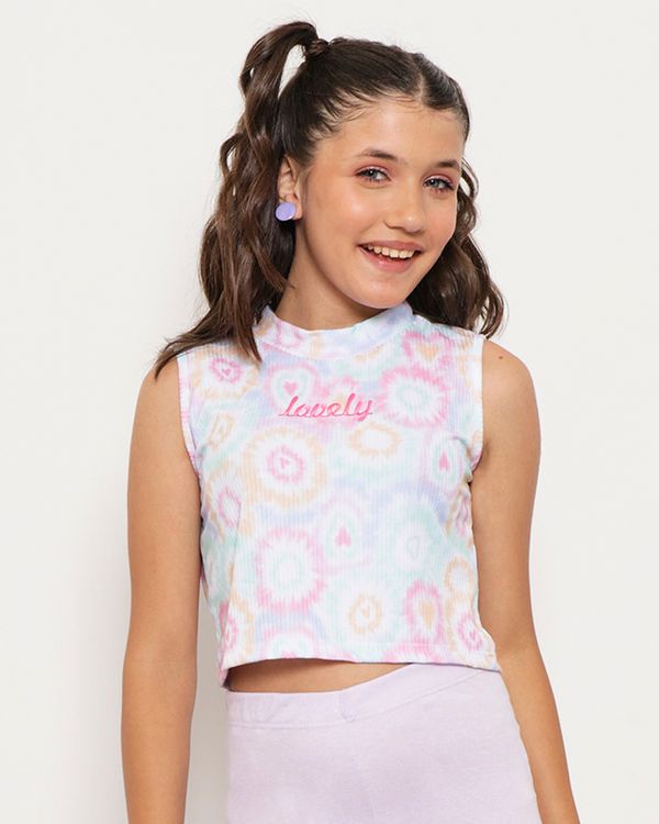 Regata Cropped Juvenil Canelada Tie Dye Rosa 10