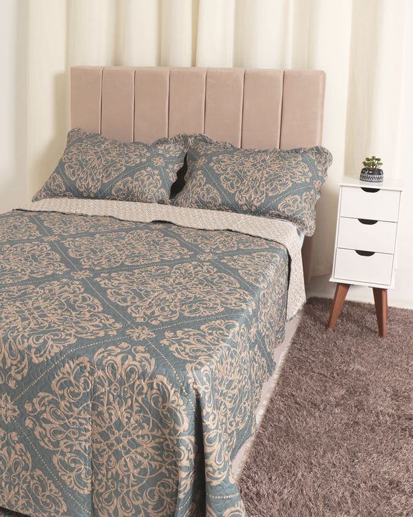 Kit Colcha Queen 3 Peças Estampada Plumagem Verde UN