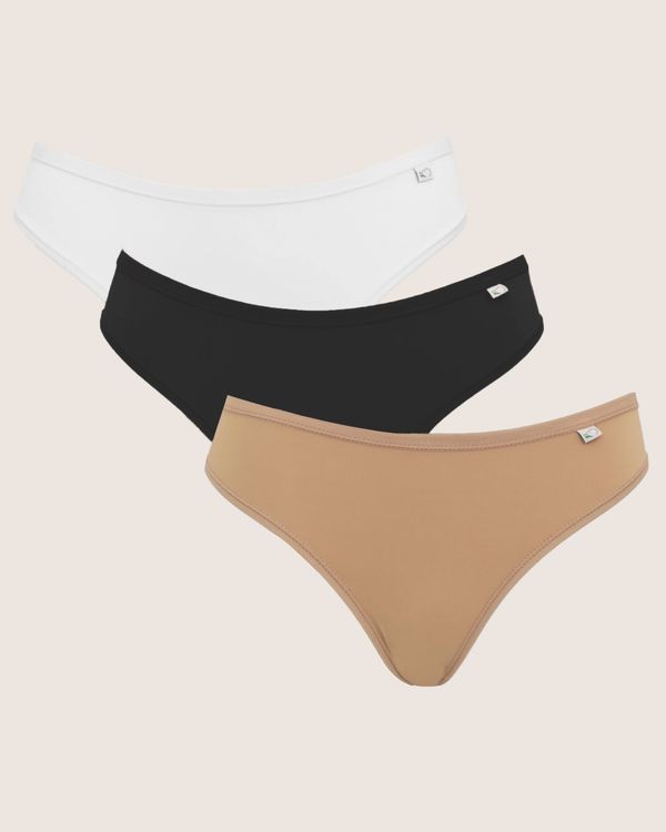 Kit 3 Calcinhas Delcotton Biquíni Bege Branco Preta P