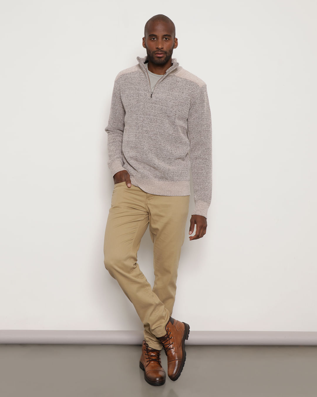 Tricot-Porto-Ch-Half-Sschn1-Kaki-Pgg---Bege-Medio