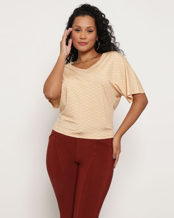 Blusa Feminina Estampa Geométrica Bege M